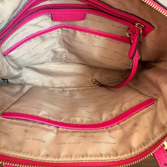 Michael Kors Jet Set Saffiano Leather Large Tote Pink - Picture 12 of 16